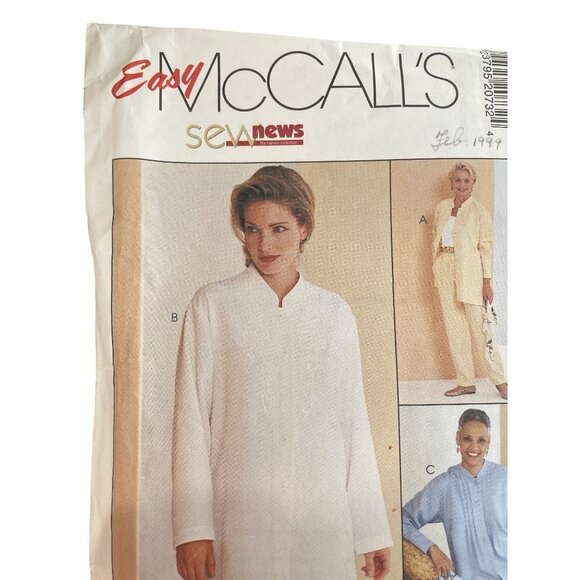 McCalls 2073 Shirt and Pants Size Medium 12-14 Sewing Pattern Mandarin Collar - Picture 2 of 7